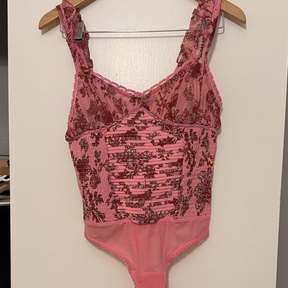 Free people Floral Pink Bodysuit